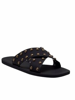 Lucky Brand Women’s Julina Matte Black Studded Slides